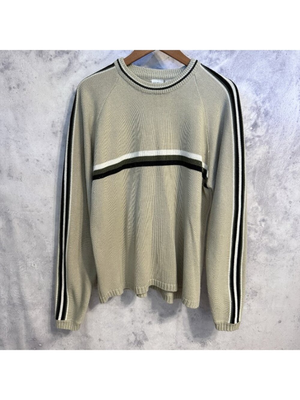 Vintage Anchor Blue Knit Sweatshirt Beige Crew Neck Mens XL Y2K Skate